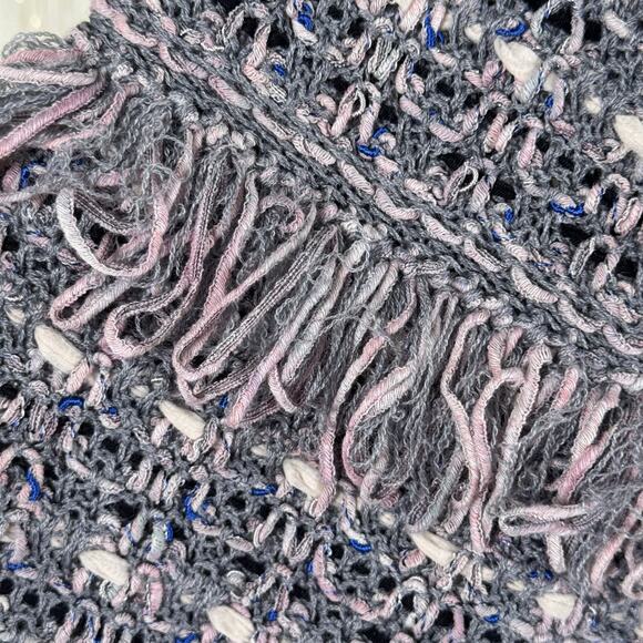 ST. JOHN Fall 2017 Ready-to-Wear Jacket Wool Blend Gray Fringed Open Size 10 - Picture 3 of 12